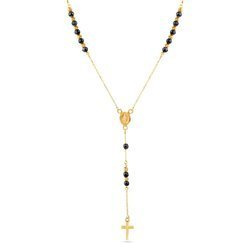 Naszyjnik złoty różaniec 585 z czarnymi cyrkoniami Nyks