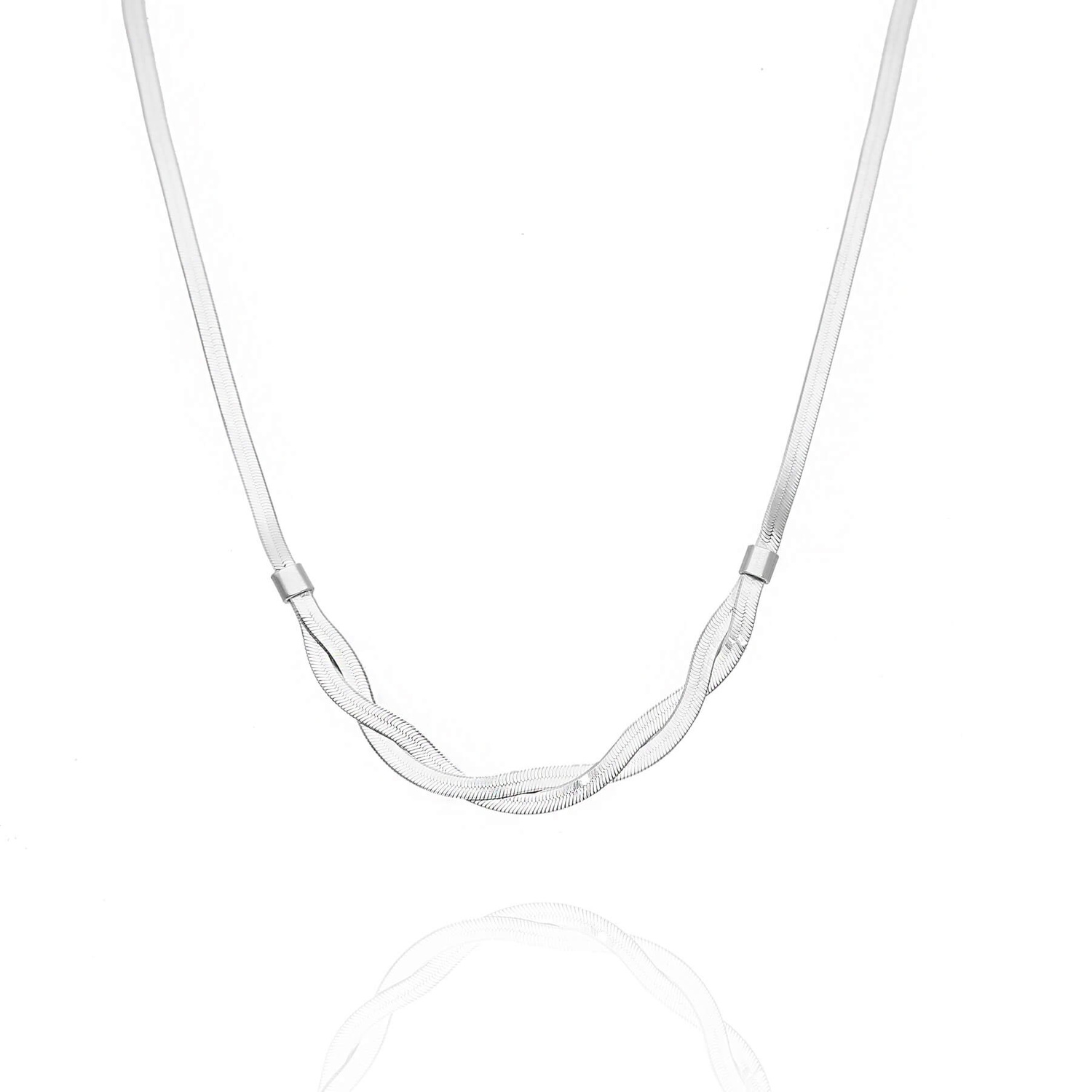 Srebrny naszyjnik taśma żmijka warkocz 925 przeplatana długość 40-45 cm