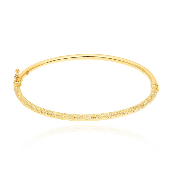 Złota bransoletka sztywna koło 585 diamentowana bangle żółte złoto na zatrzask 