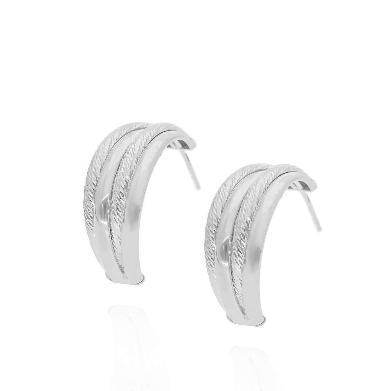 Srebrne kolczyki półkola poczwórne 925 na sztyft 3 cm