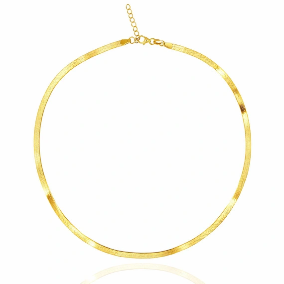 Naszyjnik złoty taśma żmijka 585 gładka 4 mm długość 45 - 48 cm 