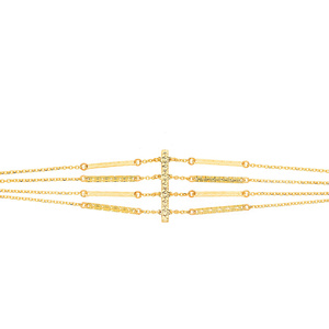 Złota bransoletka diamentowana szeroka 585 nacinane pałeczki