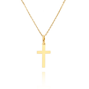 Złota zawieszka krzyżyk 585 gładki mały Komunia Bierzmowanie