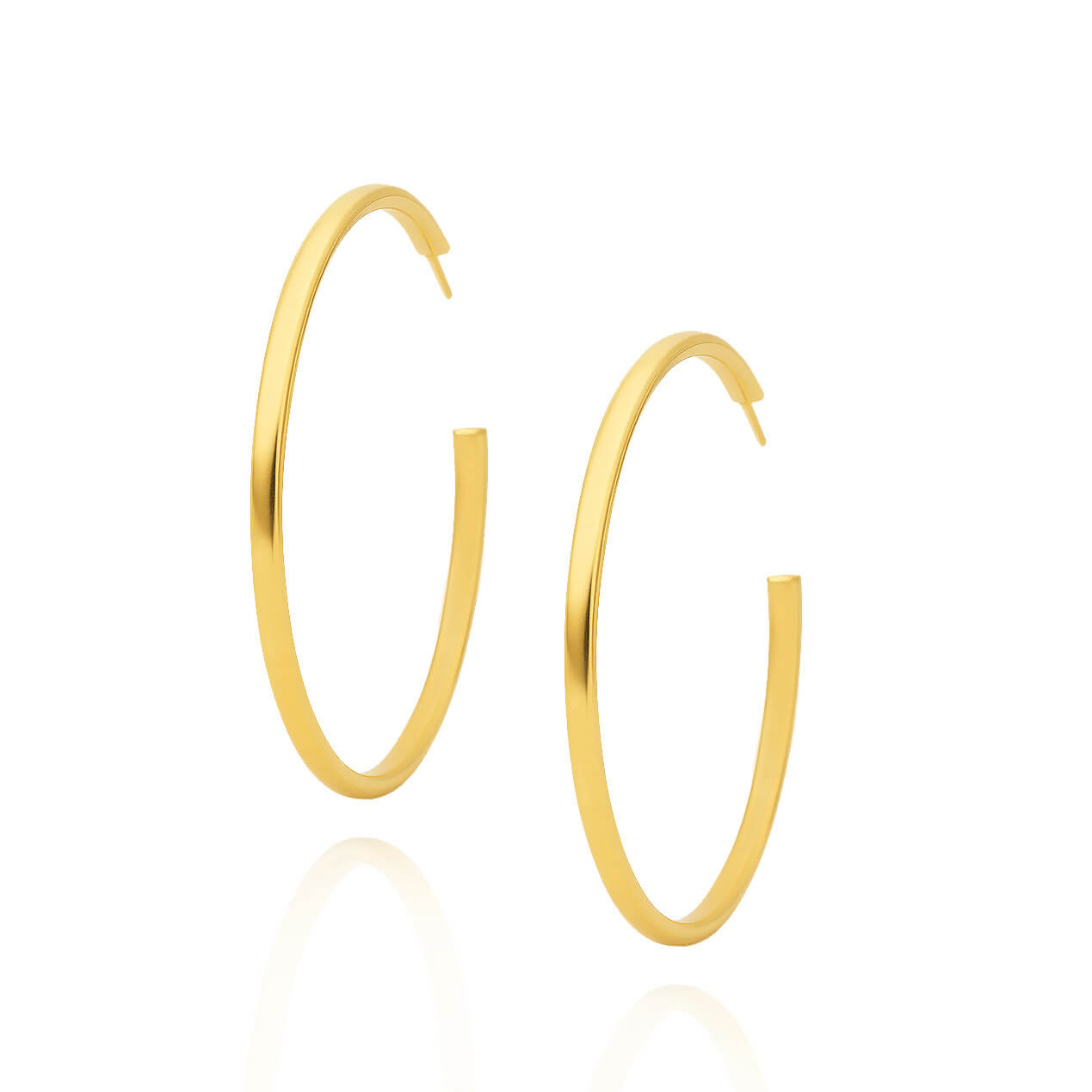 Pozłacane srebrne kolczyki duże koła gładkie 925 kółka na sztyft 5,5 cm