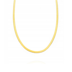 Naszyjnik srebrny pozłacany taśma żmijka 925 gładka 4 mm długość 45-49 cm 