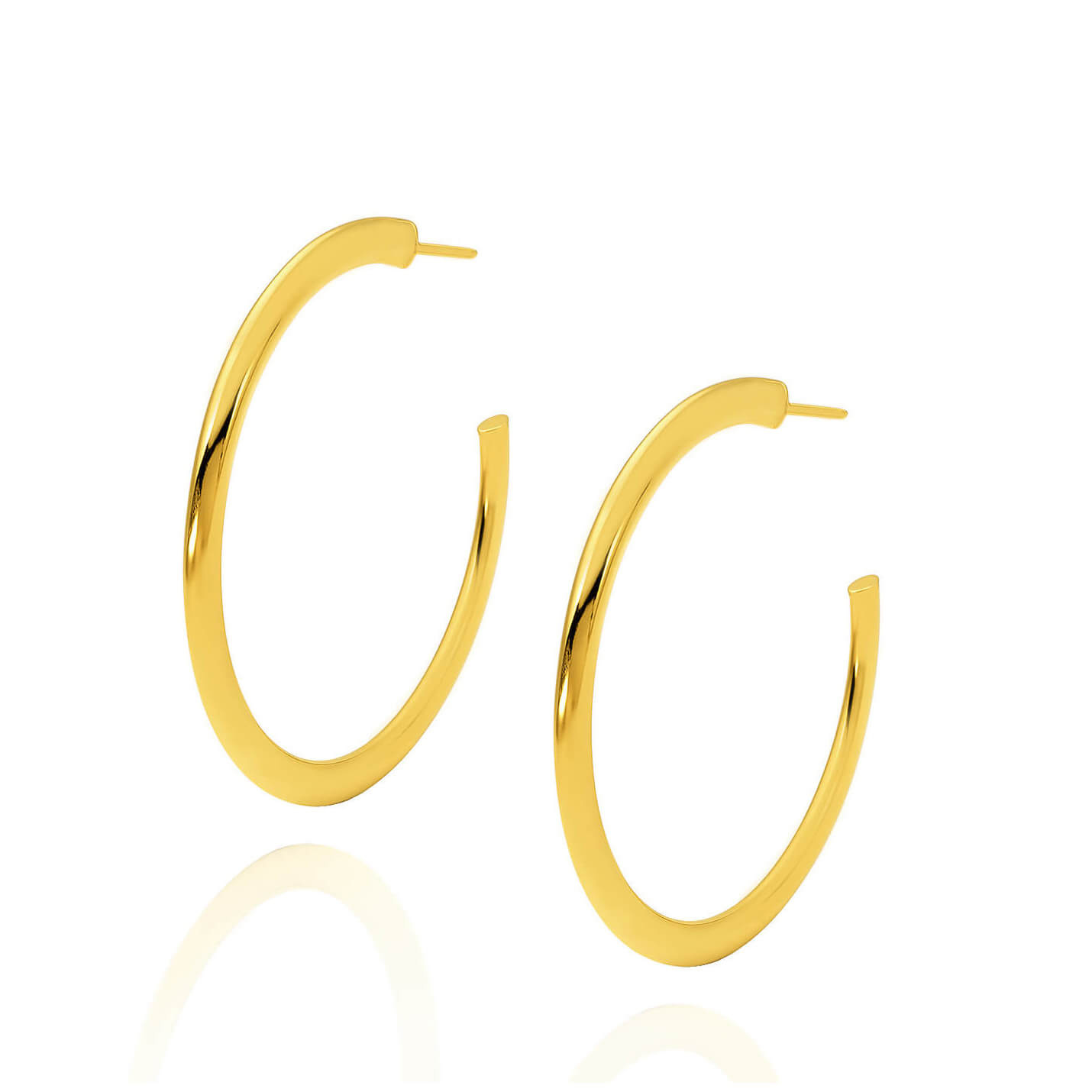 Pozłacane srebrne kolczyki duże koła gładkie 925 kółka na sztyft 4,7 cm