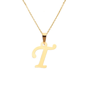 Złota zawieszka wisiorek 585 literka pochyła T
