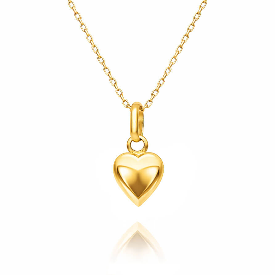 Złota zawieszka 585 małe serce dmuchane trójwymiarowe 3D 1,6 cm
