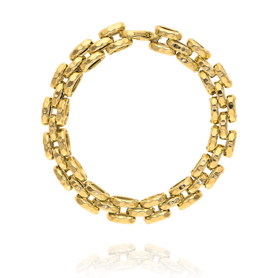 Złota bransoletka 585 damska bogata duże ogniwa diamentowane 20 cm