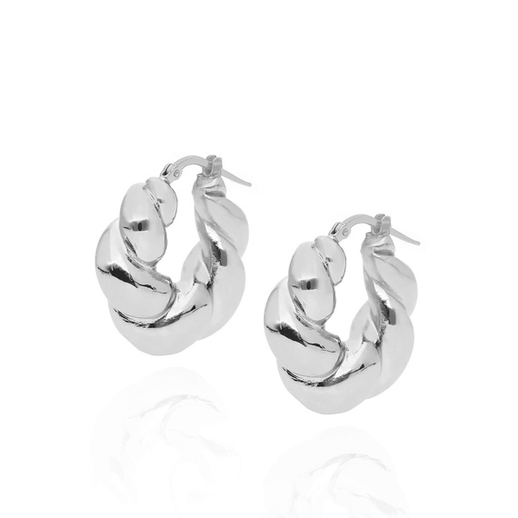 Srebrne kolczyki koła 925 kręcone grube na zatrzask