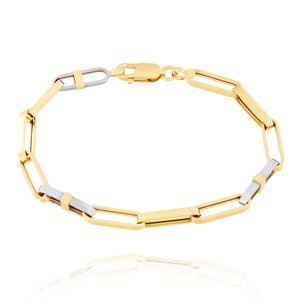 Złota bransoletka męska ankier 585 białe i żółte złoto 21 cm