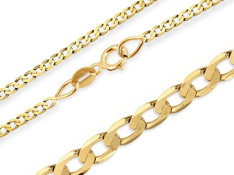 Złota bransoletka 585 pancerka pełna 1,4 mm długość 15 cm