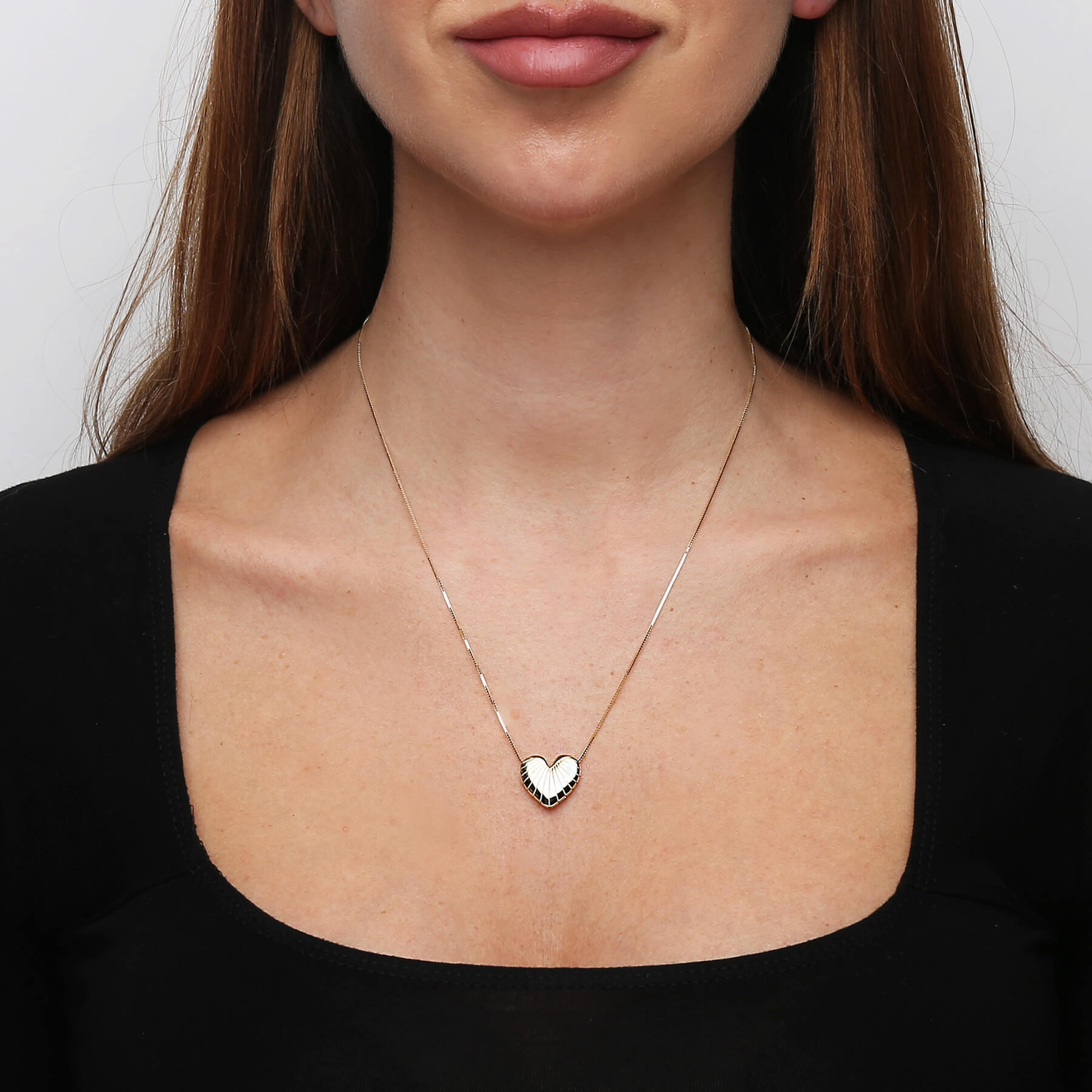 Złoty naszyjnik serce 585 serduszko nacinane fasetowane łańcuszek kostka 45 cm