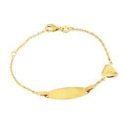 Złota bransoletka 585 dla dziecka blaszka łódka grawer