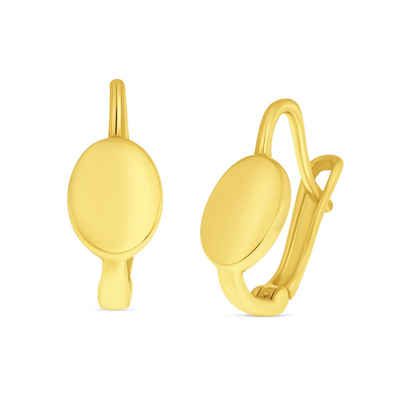 Złote kolczyki 585 gładkie owalne zapięcie angielskie dla dziewczynki 
