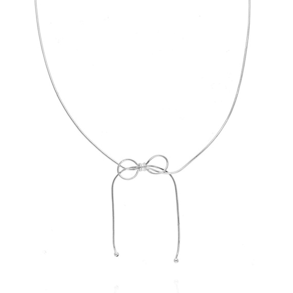 Srebrny naszyjnik z kokardą 925 żmijka długość 45-50 cm bows