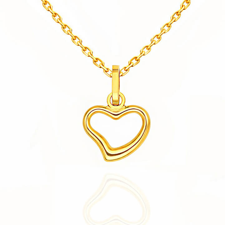Złota zawieszka serce 585 serduszko gładkie otwarte 1,6 cm