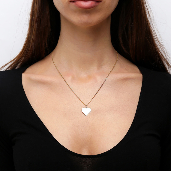 Złota zawieszka z brylantem 585 gładka serce duże diament grawer 1,8 cm