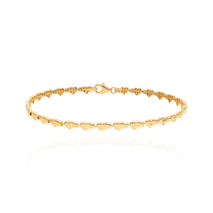 Złota bransoletka damska 585 półsztywne ogniwa serca 3,5 mm diamentowana 19 cm