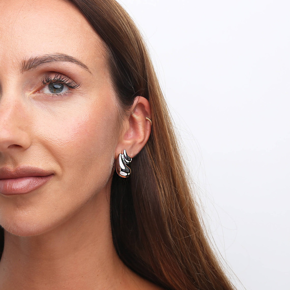 Srebrne kolczyki podwójne krople 925 na sztyft drops 2,2 cm