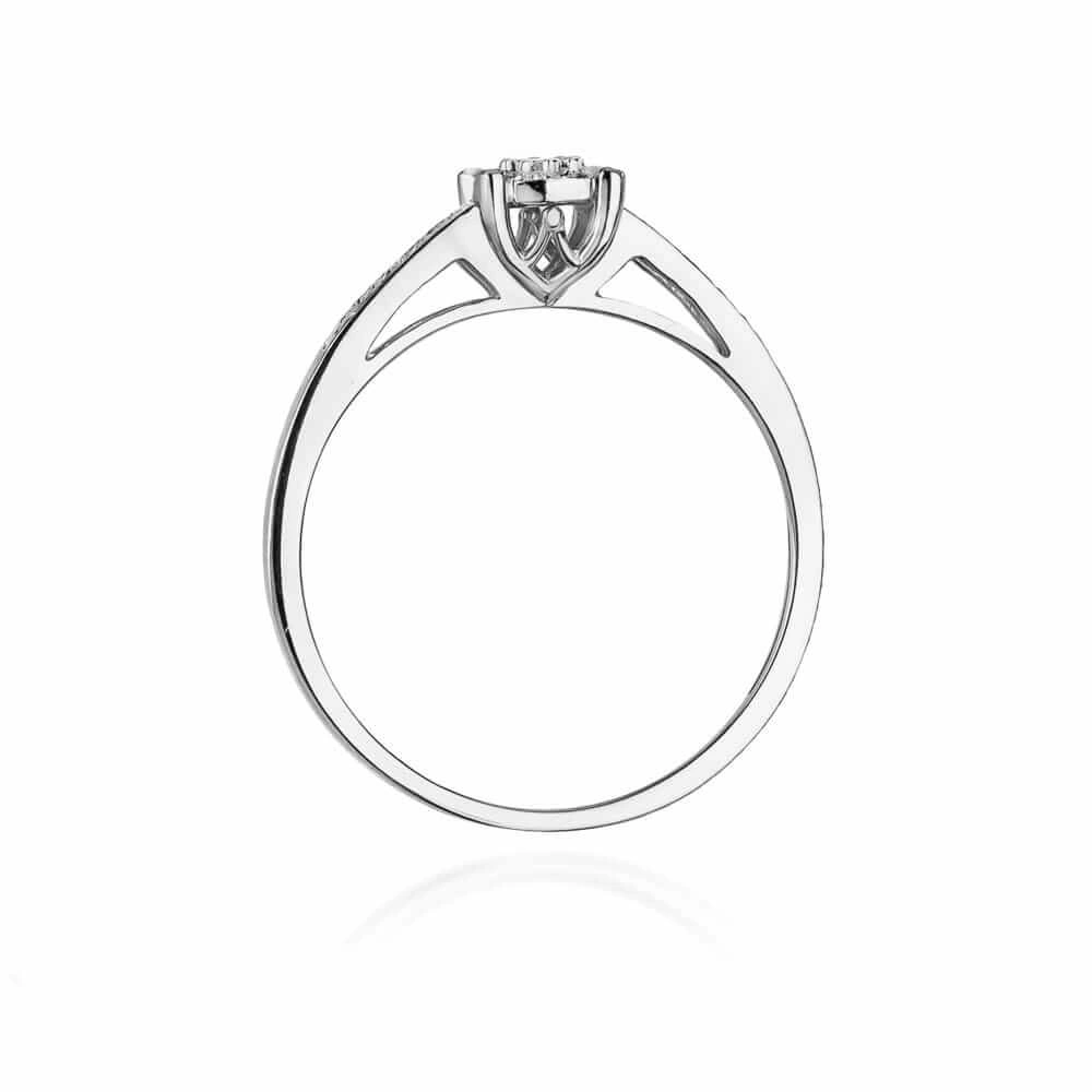 Złoty pierścionek zaręczynowy z diamentami 0,12 ct białe złoto