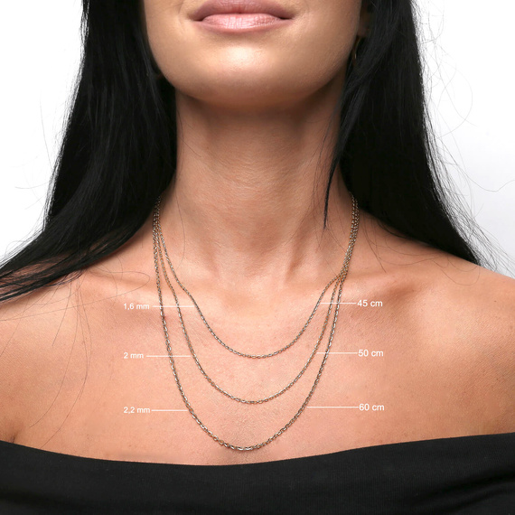 Złoty łańcuszek 585 Ankier diamentowany 1,4 mm długość 50 cm