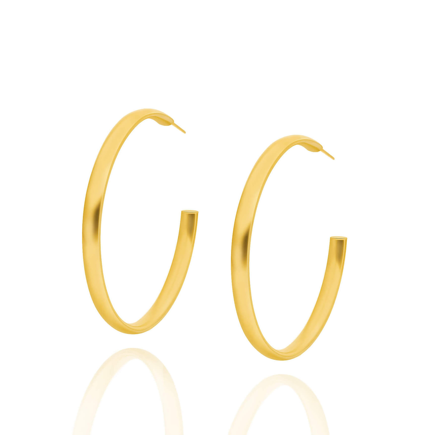 Pozłacane srebrne kolczyki koła gładkie 925 kółka na sztyft 4,4 cm