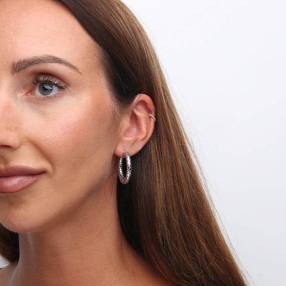 Srebrne kolczyki koła 925 fasetowane na zatrzask 3 cm