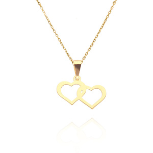 Złota zawieszka połączone serca 585 ażurowe serce 1,8 cm 