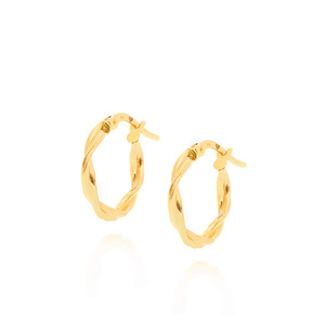 Złote kolczyki koła spiralki podwójne 585 małe spiralne kręcone 1,4 mm