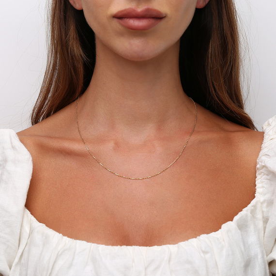 Złoty łańcuszek 585 Ankier 1 mm długość 50 cm