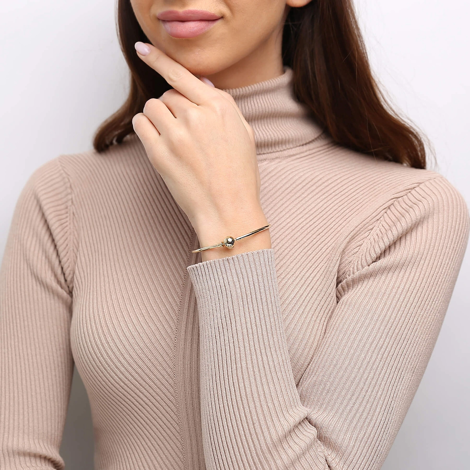 Złota bransoletka 585 na charmsy 2,5 mm modułowa baza sztywna bangle 19 cm