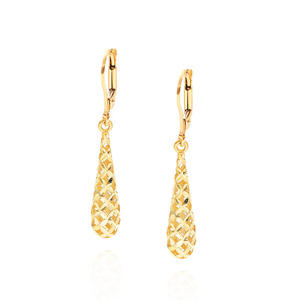 Złote kolczyki wiszące ażurowe 585 łezki sopelki zapięcie angielskie tears