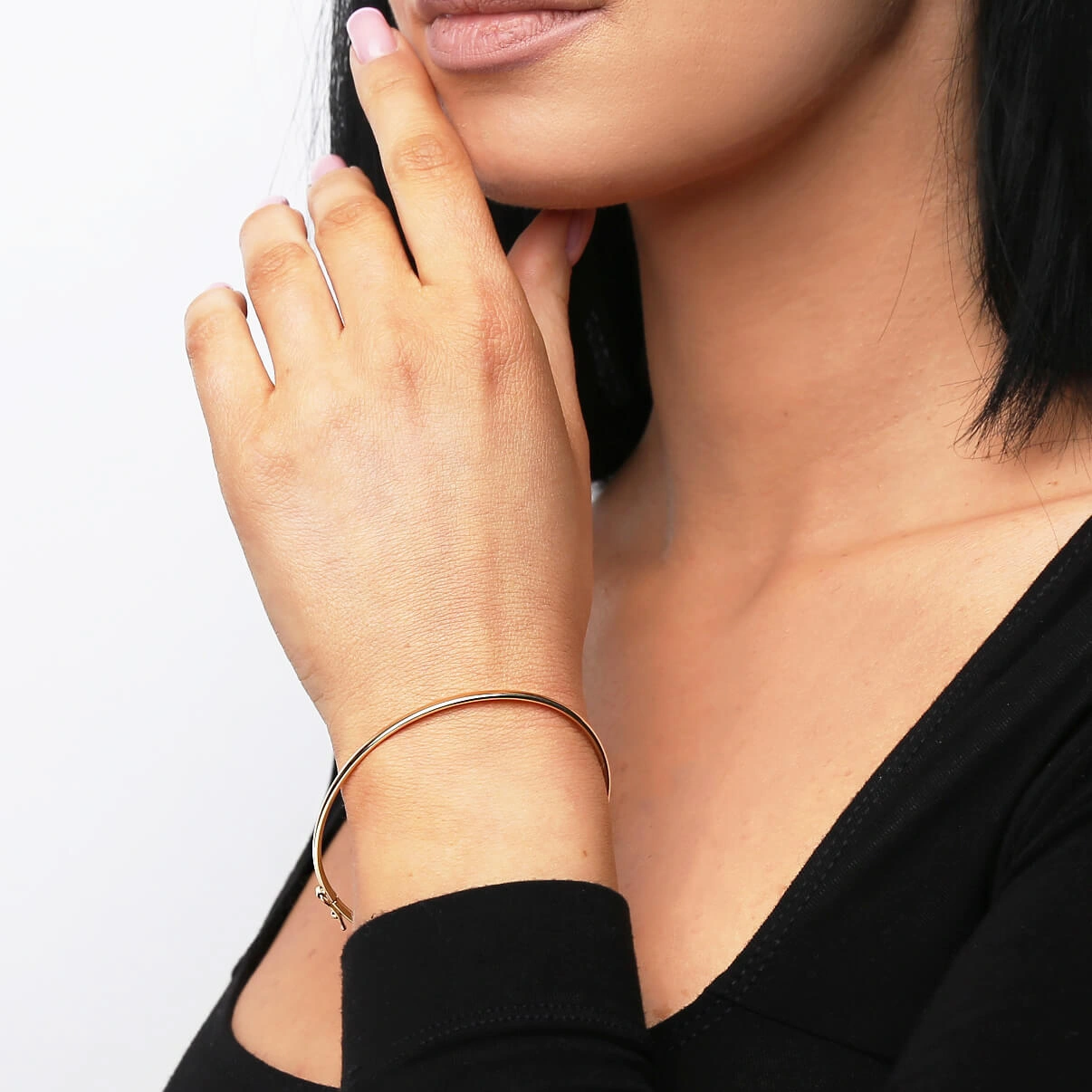 Złota bransoletka bangle 585 zaokrąglona sztywna gładka na zatrzask 2,6 mm