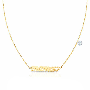 Złoty naszyjnik choker 585 mama z sercem cyrkonia dla mamy 38-40 cm