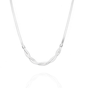 Srebrny naszyjnik taśma żmijka warkocz 925 przeplatana długość 40-45 cm 