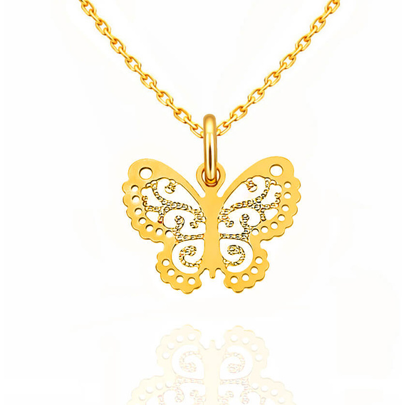 Złota zawieszka motyl 585 motylek ażurowy diamentowany 1,6 cm