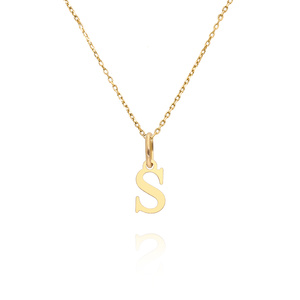 Złota zawieszka wisiorek 585 prosta mała literka S wysokość 1 cm