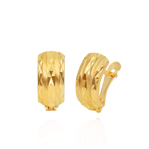 Złote kolczyki diamentowane 585 fasetowane żółte złoto zapięcie angielskie