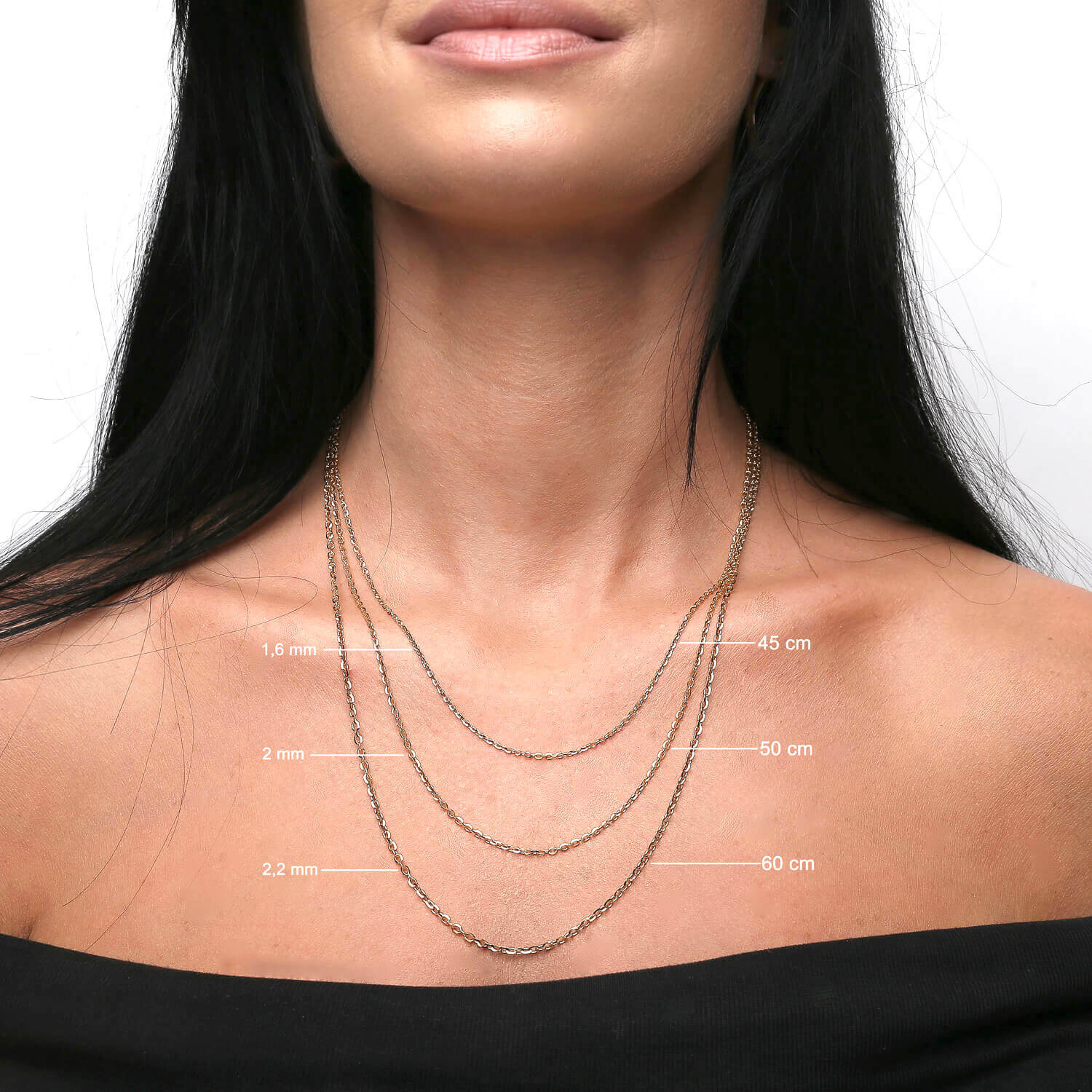 Złoty łańcuszek 585 Ankier diamentowany 1,8 mm długość 50 cm