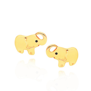 Złote kolczyki słoniki 585 słonie gładkie na sztyft