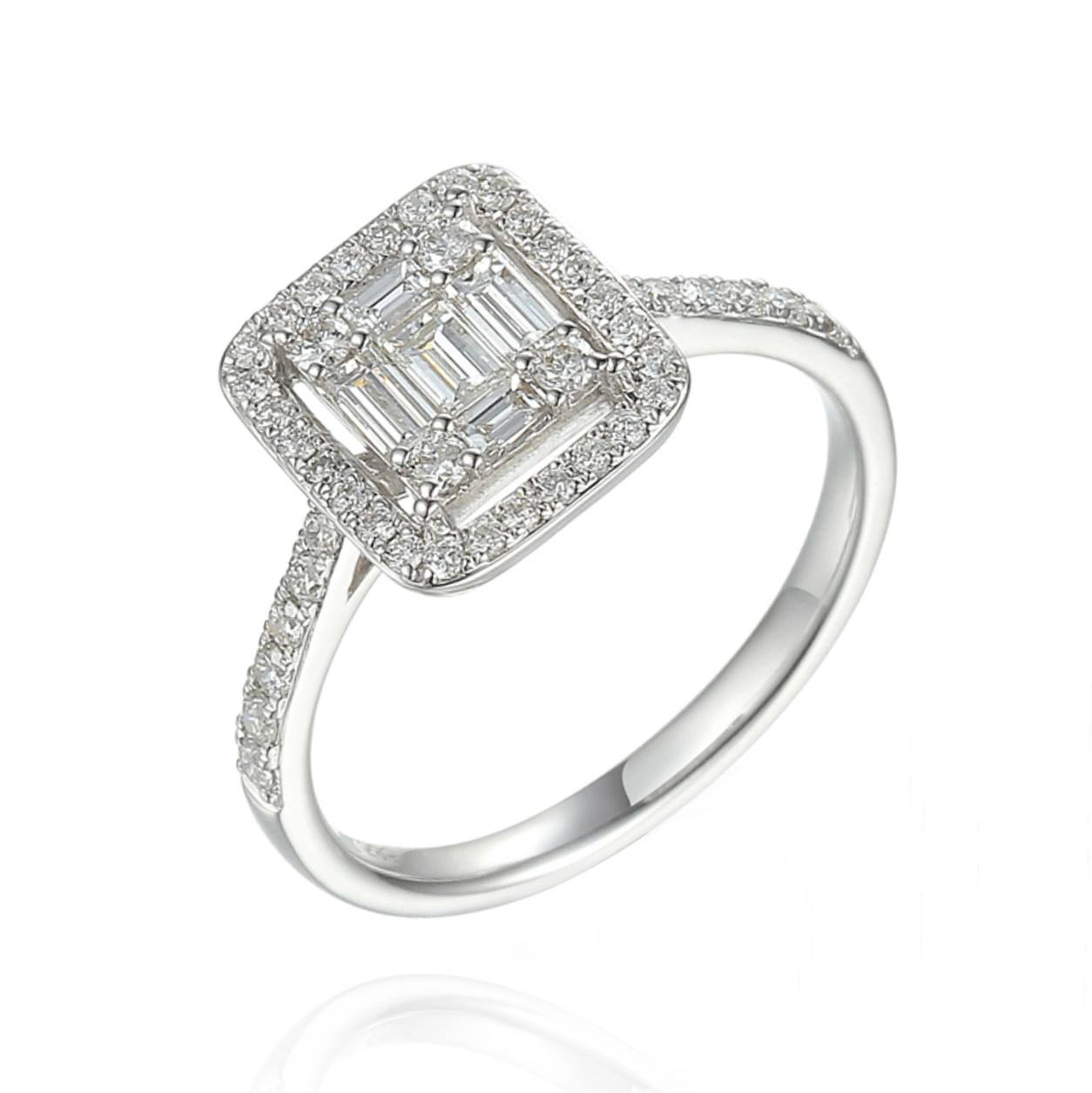 Złoty pierścionek zaręczynowy z diamentami 0,67 ct białe złoto