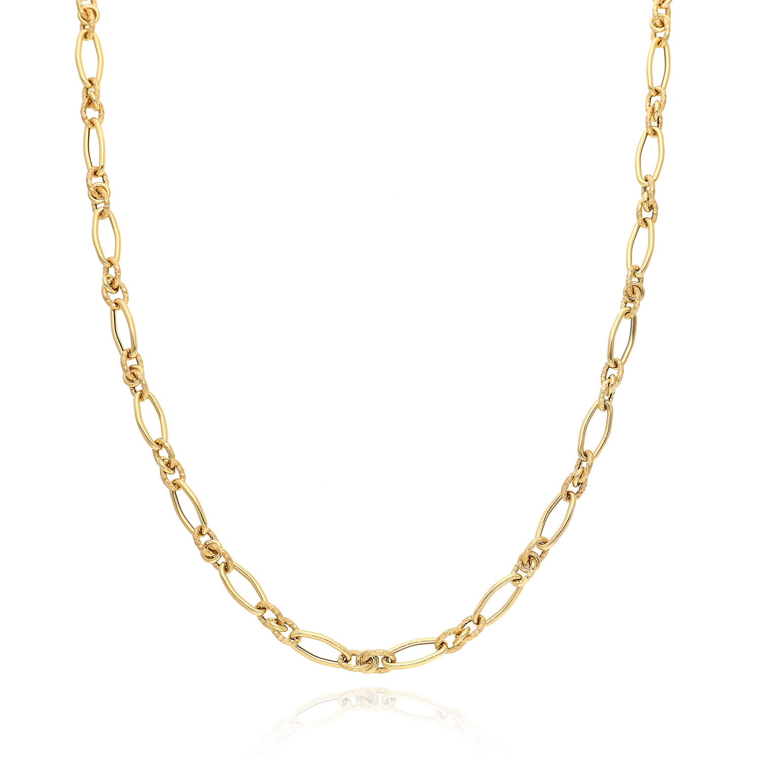 Złoty naszyjnik 585 łańcuch dmuchany szerokie ogniwa diamentowane