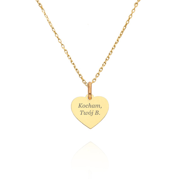 Złota zawieszka 585 gładka serce małe grawer 1,3 cm