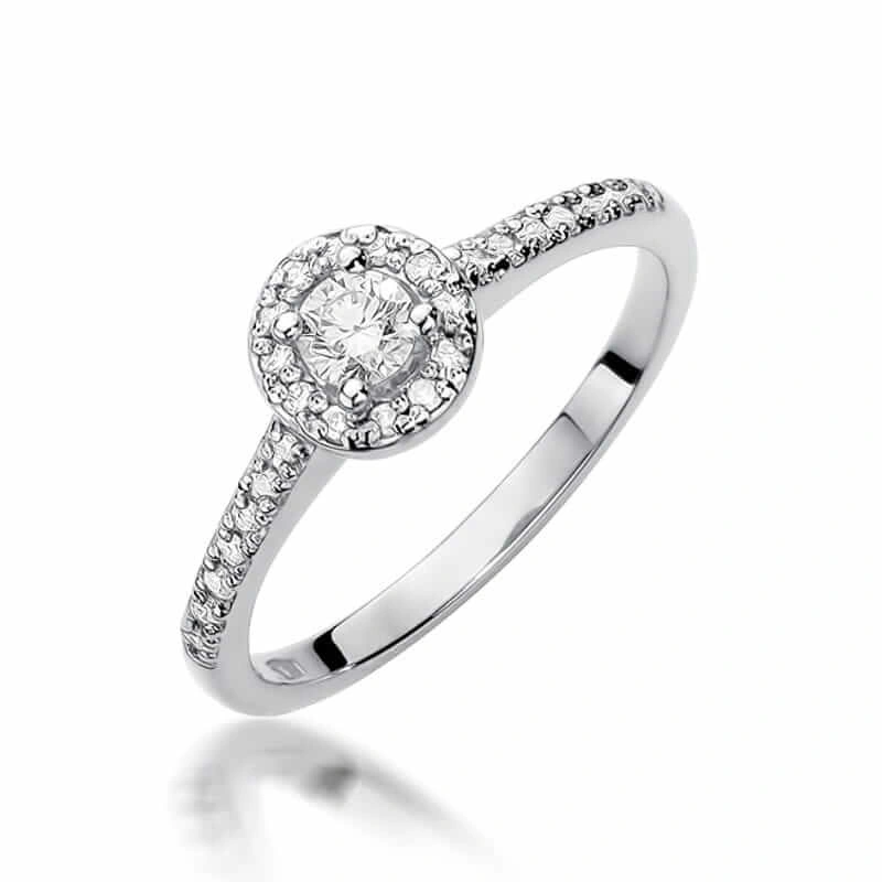 Złoty pierścionek zaręczynowy z diamentami 0,52 ct białe złoto