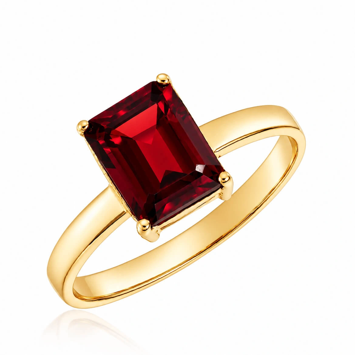 Złoty pierścionek z granatem 585 granat oktagon 3,115 ct