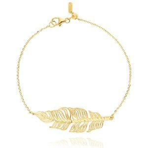 Bransoletka złota liść piórko 585 diamentowana regulowana