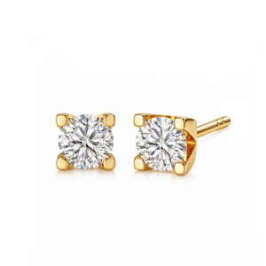 Złote kolczyki 585 z diamentami 0,30 ct na sztyft