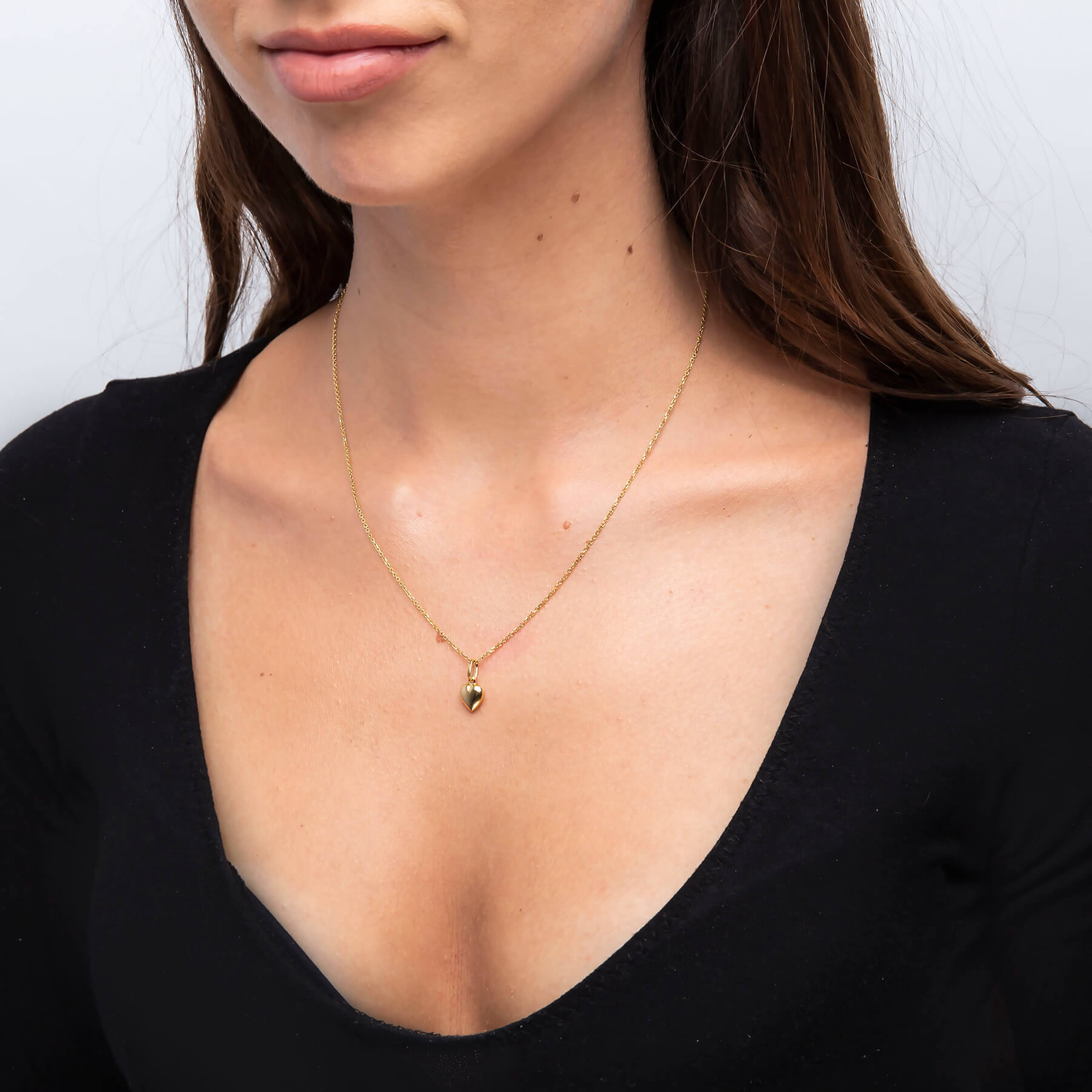 Złota zawieszka 585 małe serce 3D obłe dmuchane 1,8 cm