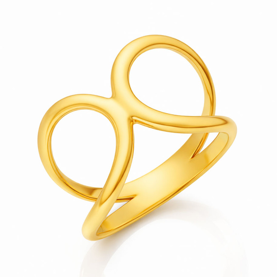 Złoty pierścionek 585 geometryczny połączone kręgi gładki nieskończoność Eclipse